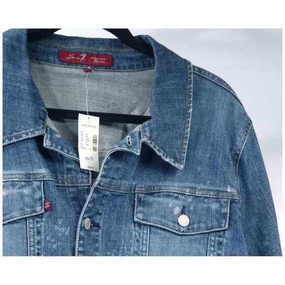 NWT Seven7 Distressed! Premium Denim Jacket 22/24 Women's Acid Wash Vtg Y2K - Picture 3 of 7